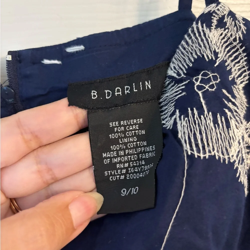 B Darlin Navy Dress with White Embroidery Size 9/10 - Picture 3 of 4